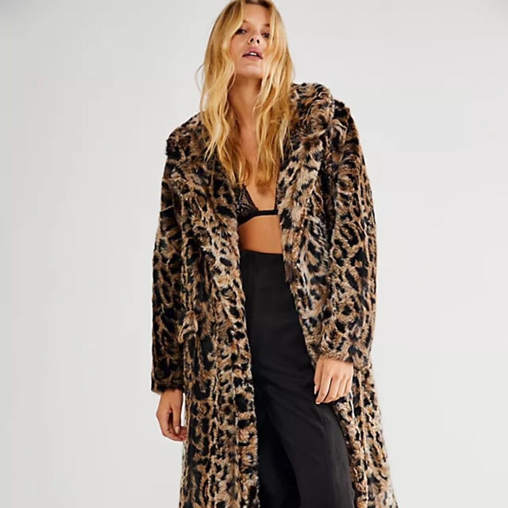 Free People Chloe Leopard Duster Jacket
